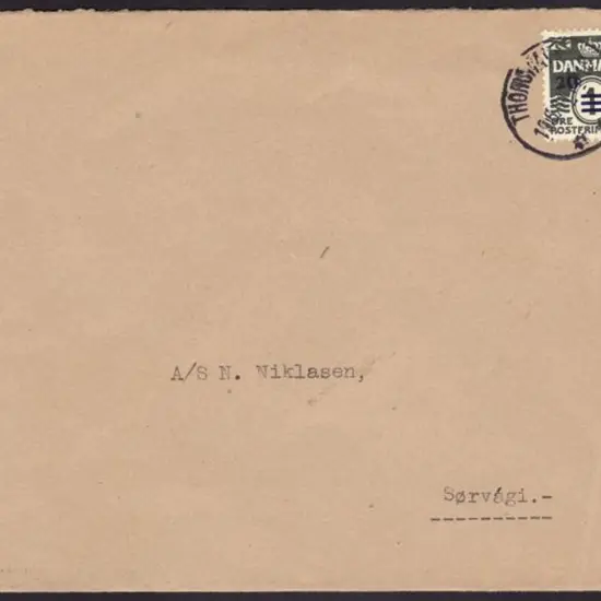 Faroe Islands 1940/41 20pa on 1ore black on cover ...