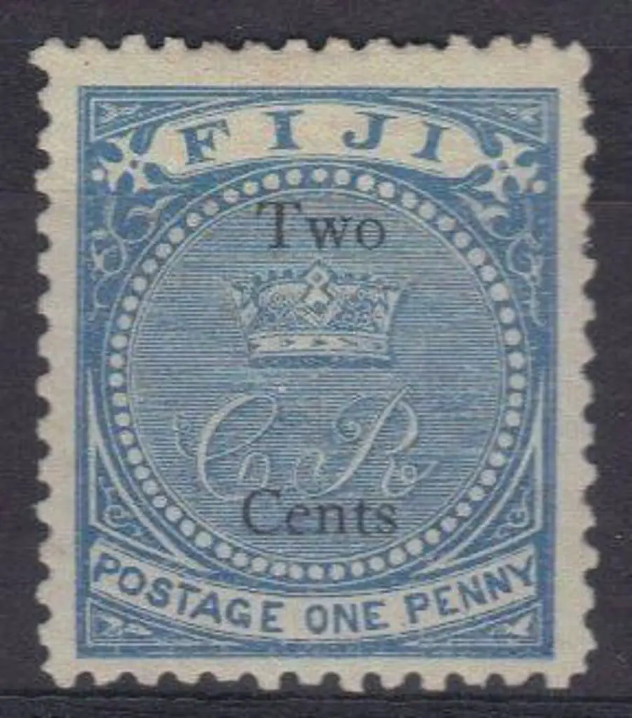 Fiji 1872 2c on 1d pale blue. MLH SG 13 Cat. £55 Image 1++
