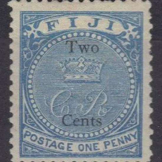 Fiji 1872 2c on 1d pale blue. MLH SG 13 Cat. £55