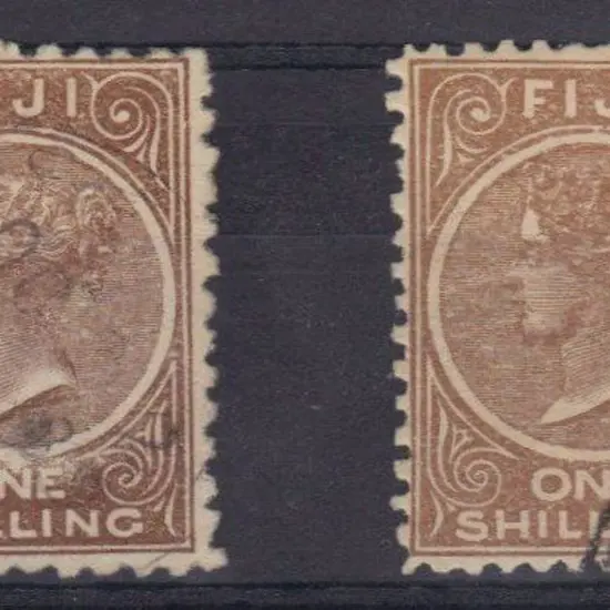 Fiji 1881 1/- QV pale brown & 1897 perf. 11 pale ...
