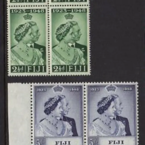 Fiji 1948 Silver Wedding set of 2 to 5/- in blocks ...