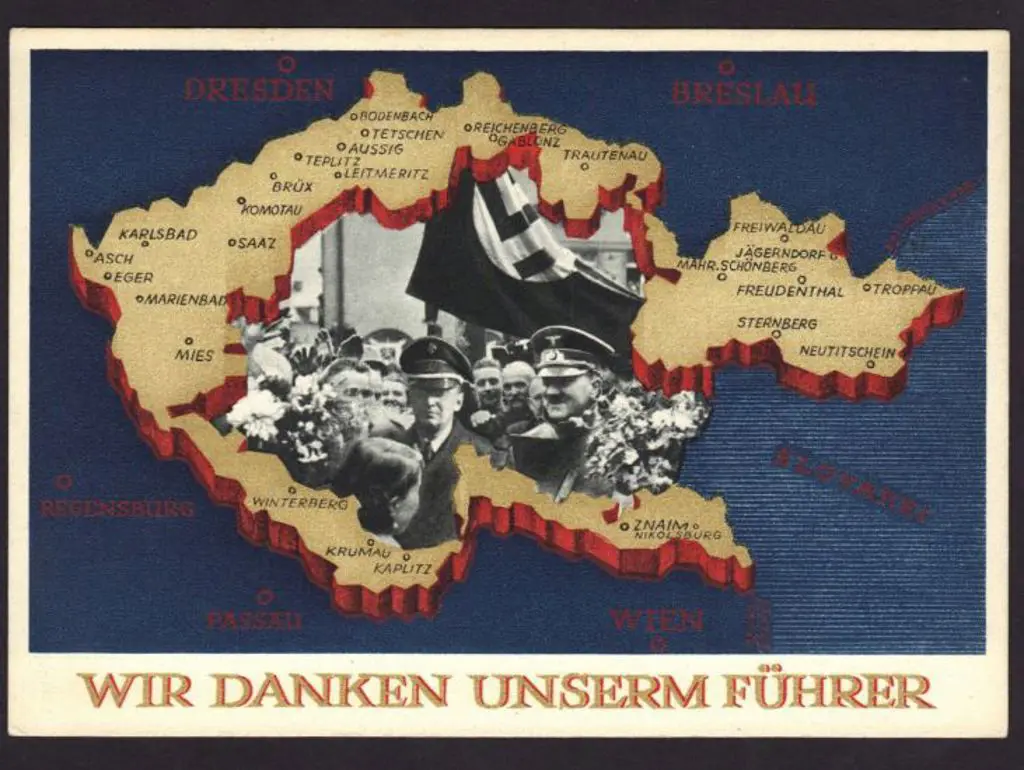 Germany 1938 Hitler in crowd with swastika flag on ... Image 1++