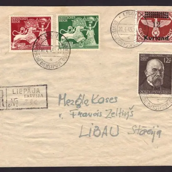 Germany 1945 (20th April) WWII Kurland cover from ...