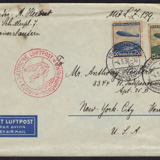 Germany - Zeppelin Mails 1936 (4th May) ...