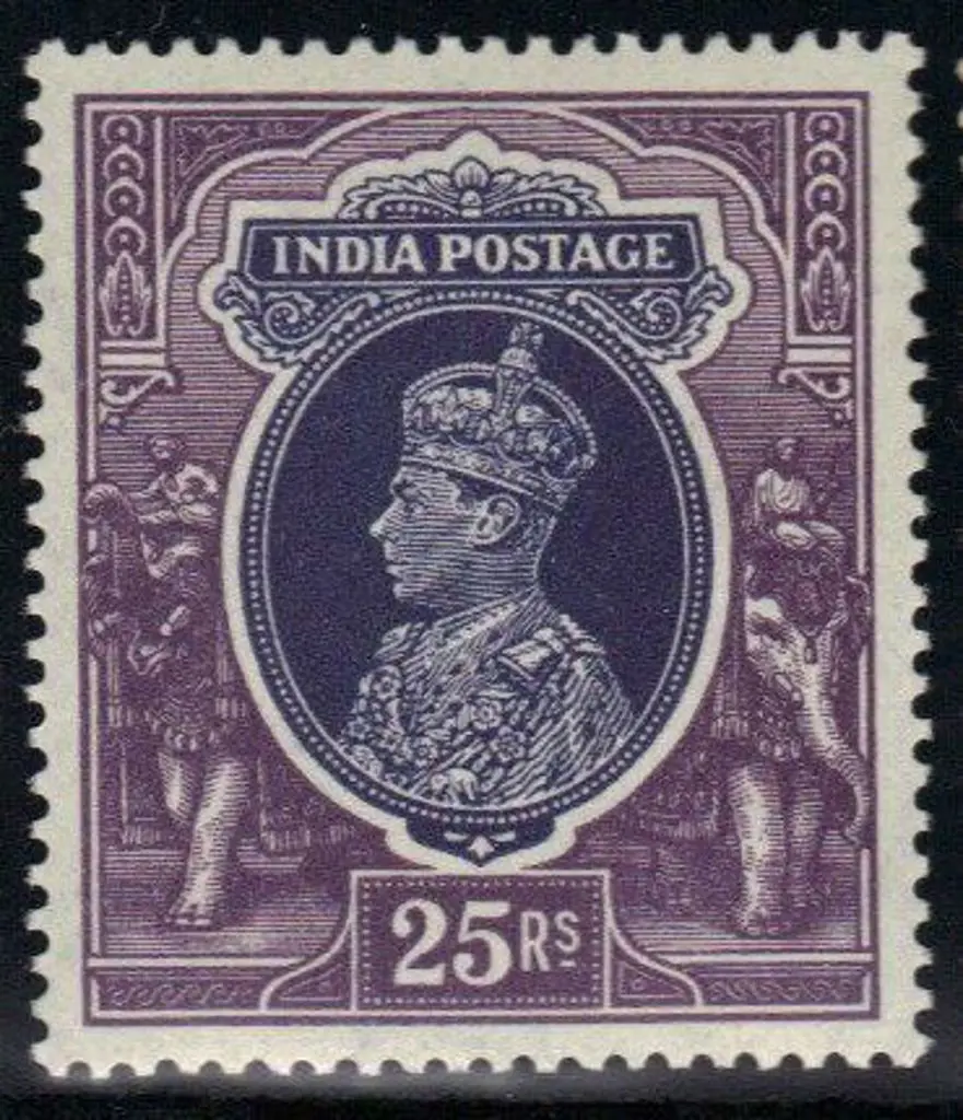 India 1937 25r slate-violet & purple KGVI. Fresh ... Image 1++