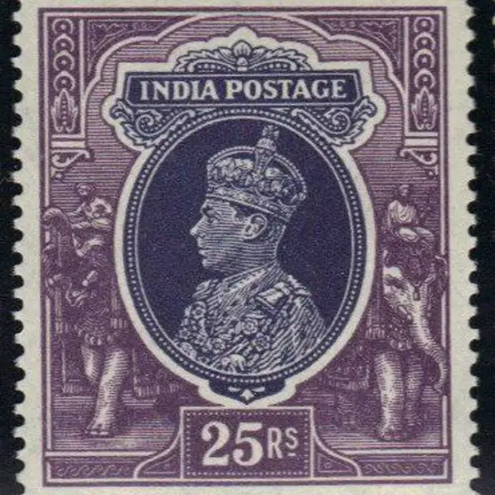 India 1937 25r slate-violet & purple KGVI. Fresh ...