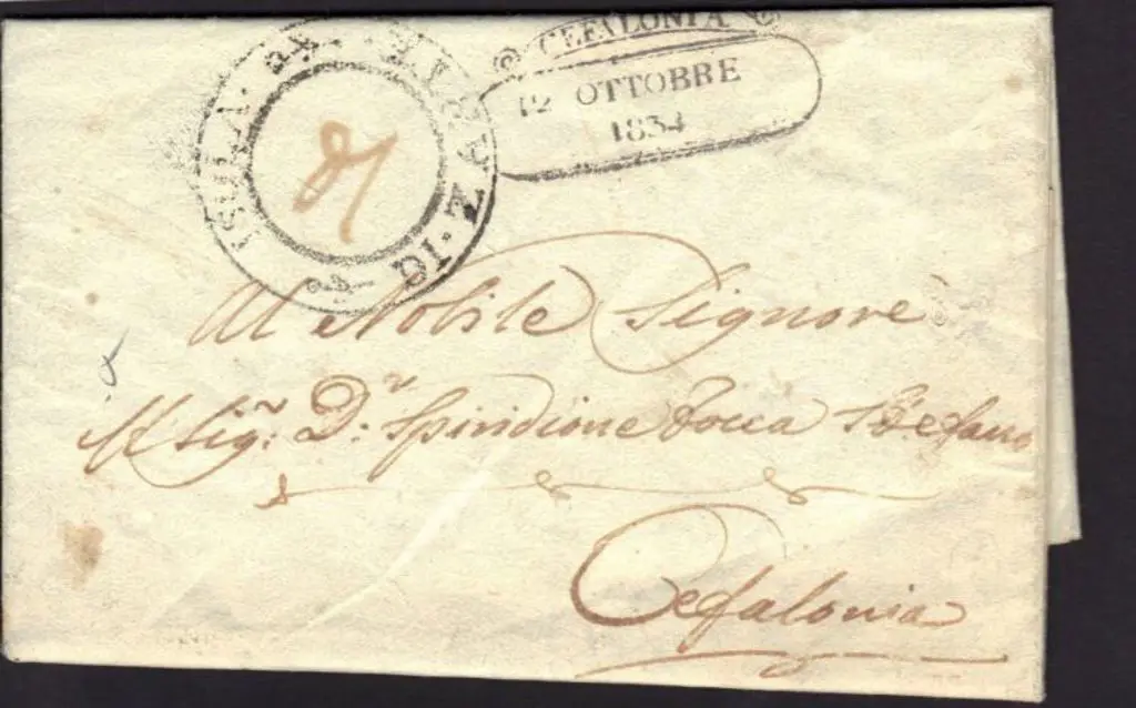 Ionian Islands 1834 Zante to Cefalonia stampless ... Image 1++