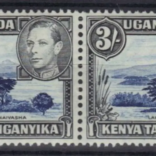 KUT 1950 3/- KGVI Lake Naivasha horiz pair. Fine ...