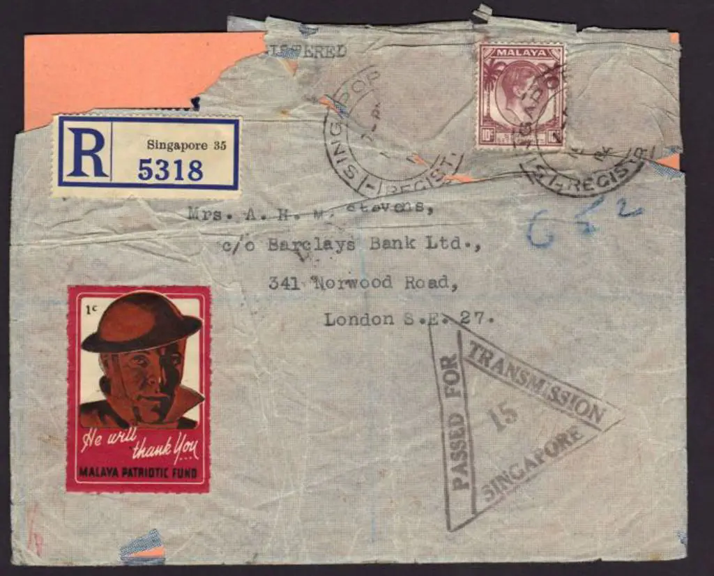 Malaya 1940 Straits Settlements Registered & ... Image 1++