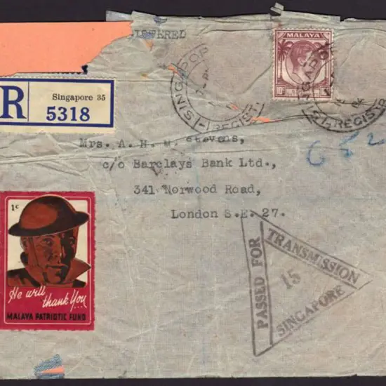 Malaya 1940 Straits Settlements Registered & ...