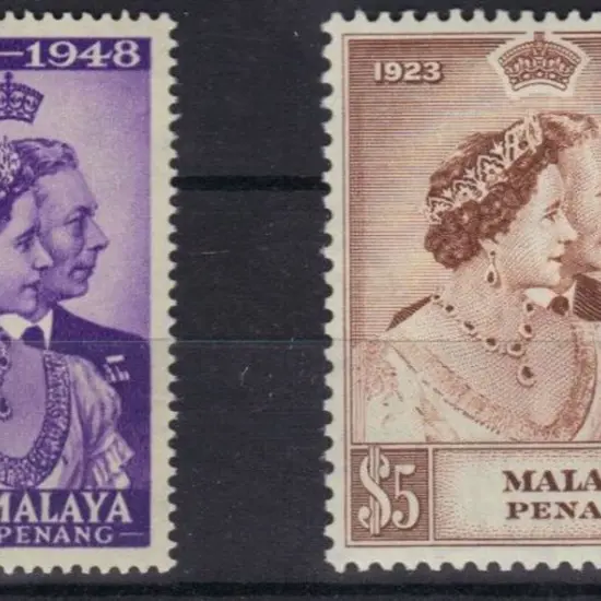Malaya - Penang 1948 Silver Wedding set of 2 to ...