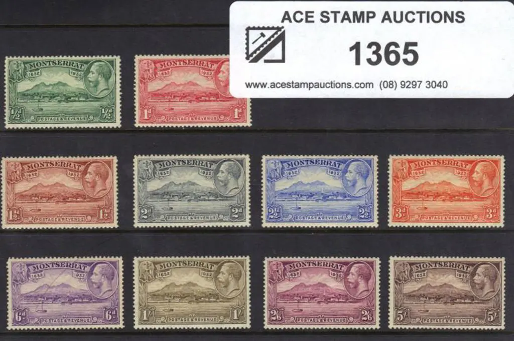 Montserrat 1932 Tercentenary set of 10. MLH. 6 d ... Image 1++