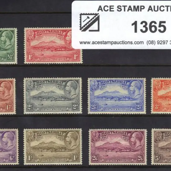 Montserrat 1932 Tercentenary set of 10. MLH. 6 d ...