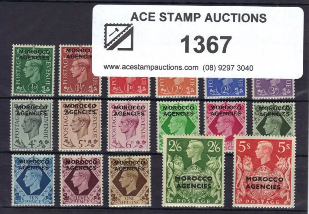 Morocco Agencies 1949 KGVI ovpts set of 17 to 5/-. ... Image 1++