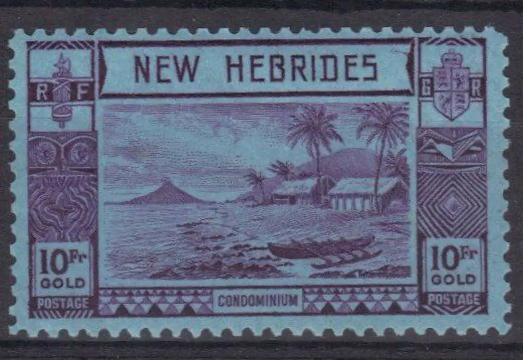 New Hebrides 1938 10f violet/blue Gold Currency. ... Image 1++