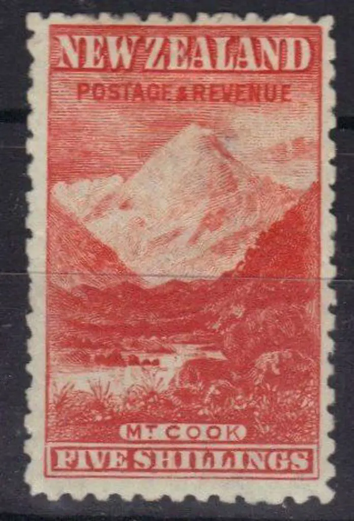 New Zealand 1902/7 5/- Mt Cook with sideways wmk. ... Image 1++