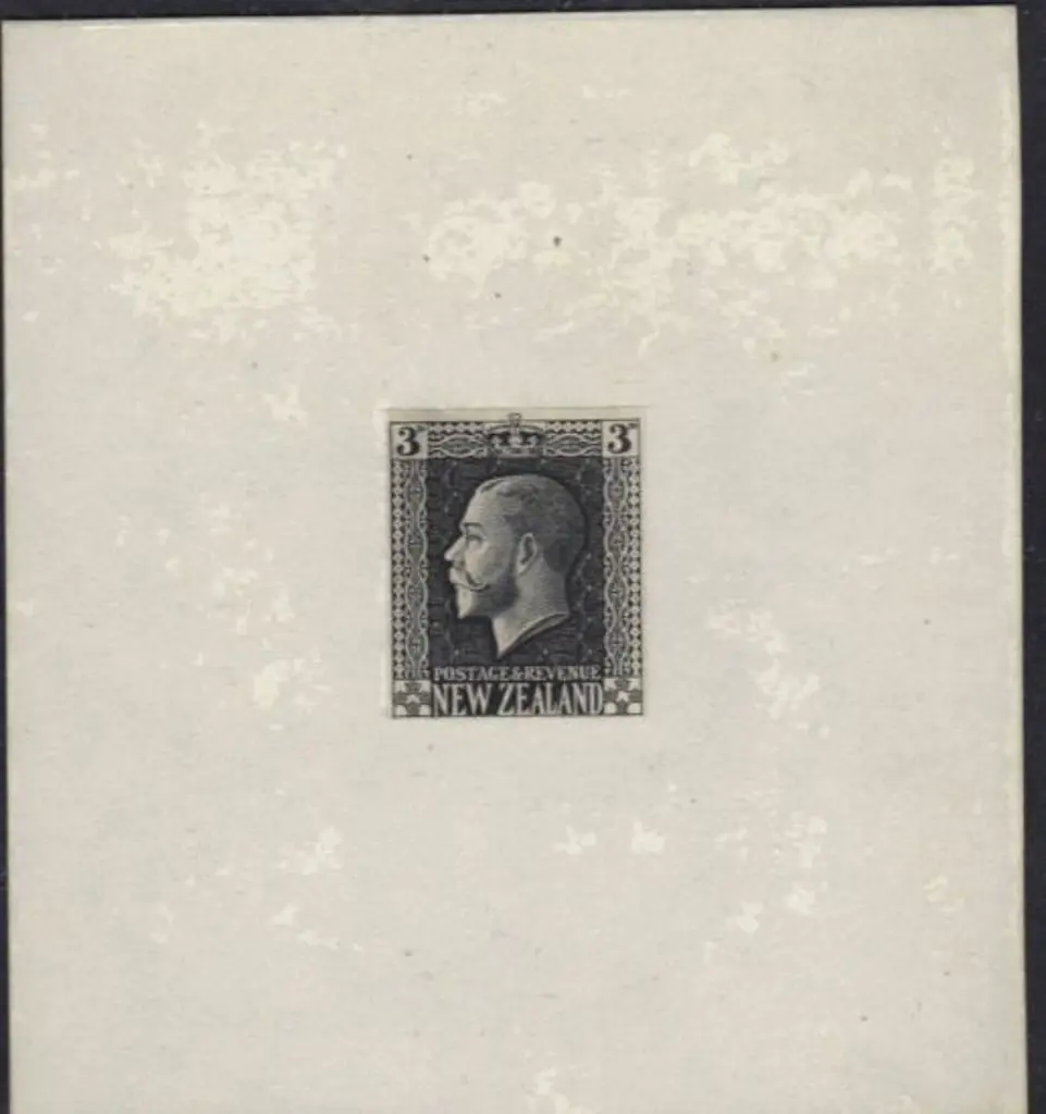 New Zealand 1915 3d KGV side face imperf die proof ... Image 1++