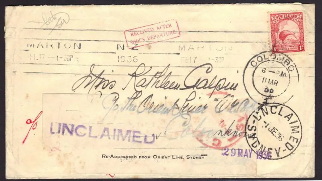 New Zealand 1936 (17th Feb) cover addressed "c/- ... Image 1++