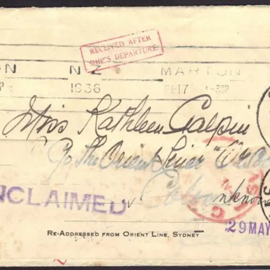 New Zealand 1936 (17th Feb) cover addressed "c/- ...