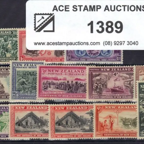 New Zealand 1940 Centennial set of 13 to 1/-. MLH ...