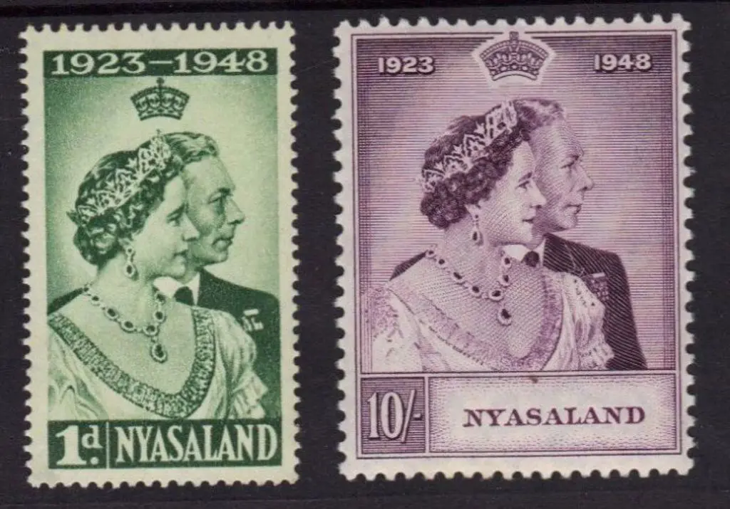 Nyasaland 1948 Silver Wedding set of 2 to 10/-. ... Image 1++