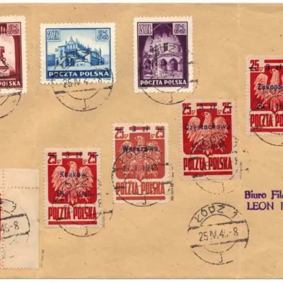 Poland 1945 philatelic cover with "Warszawe" 3zt ...