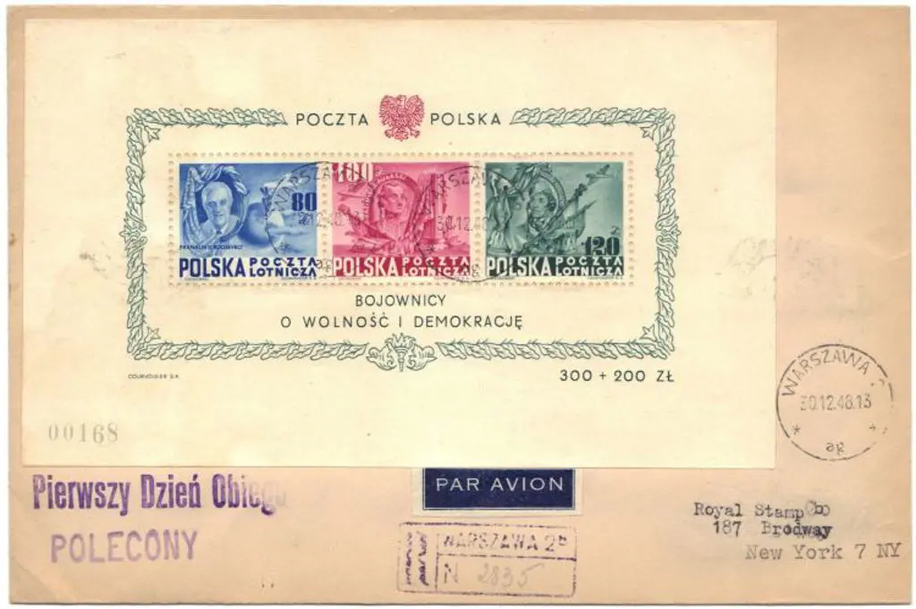 Poland 1948 160th Anniv. Of U.S. Constitution M/S ... Image 1++