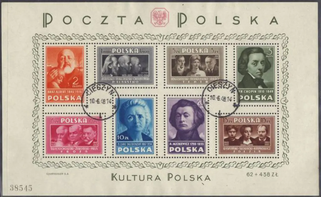 Poland 1948 Polish Culture M/S. F/U SG MS594a Cat. ... Image 1++
