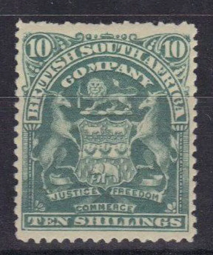 Rhodesia 1898/1908 10/- grey-green MUH. SG 89 Cat. ... Image 1++