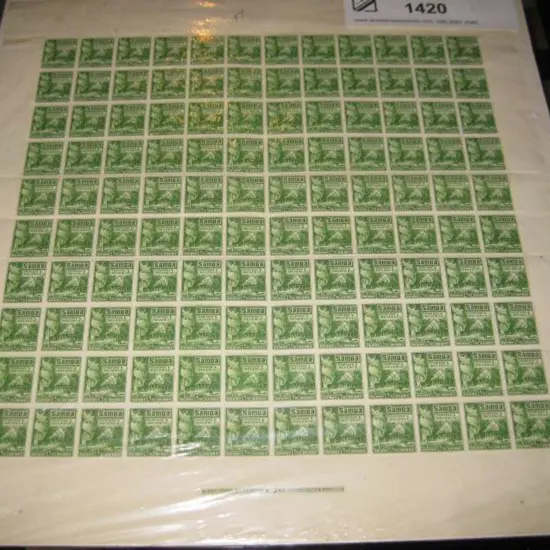 Samoa 1921 ½d Hut perf. 14 x 13½ complete sheet of ...