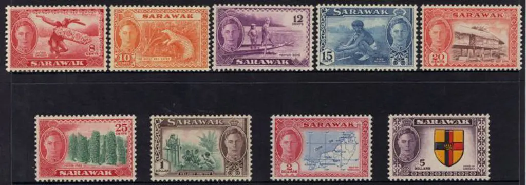 Sarawak 1950 KGVI pictorials to $5. MUH SG 171/85 ... Image 1++