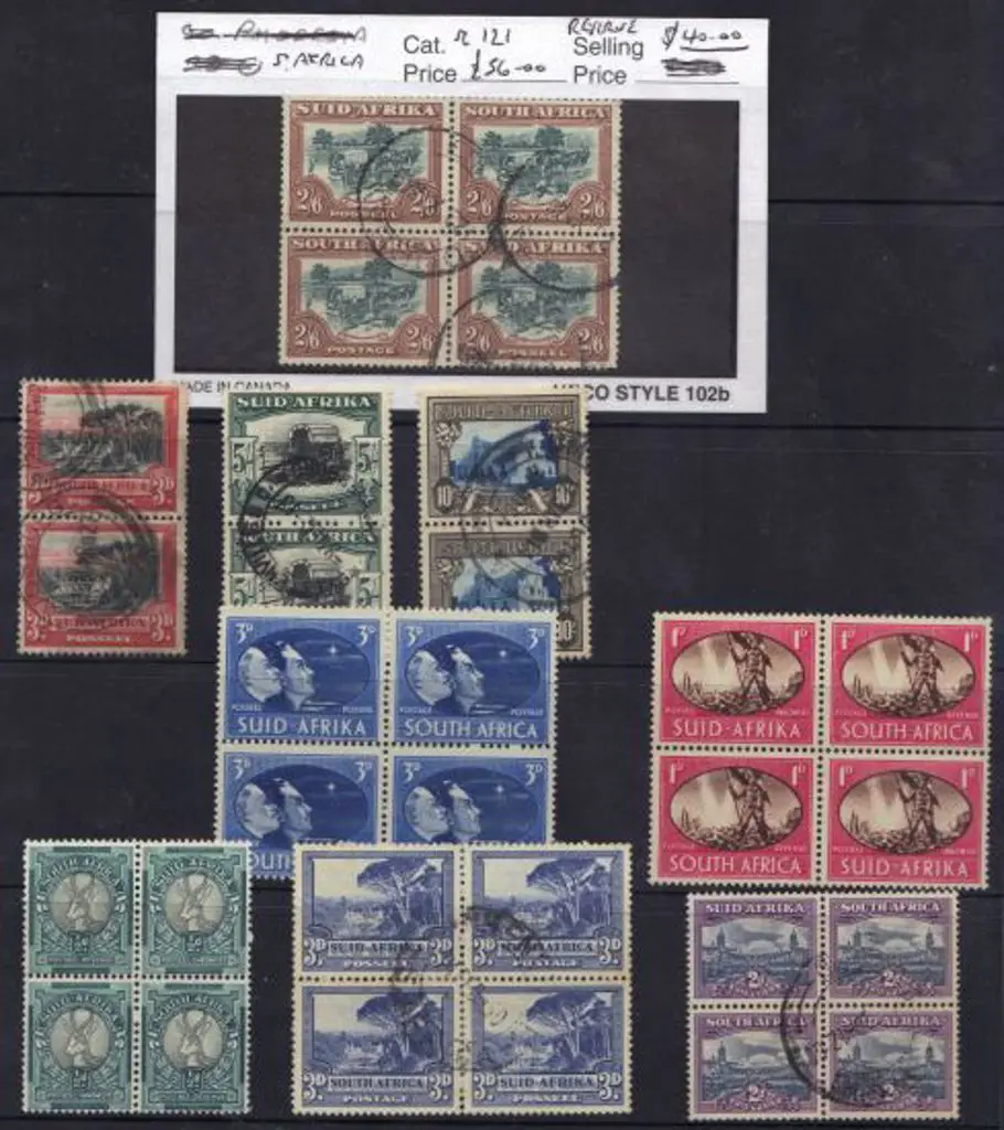 South Africa 1947/54 2/6d green & brown block of 4 ... Image 1++