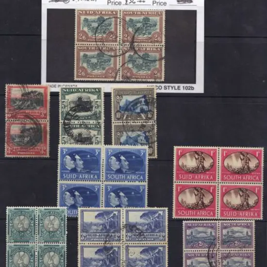 South Africa 1947/54 2/6d green & brown block of 4 ...