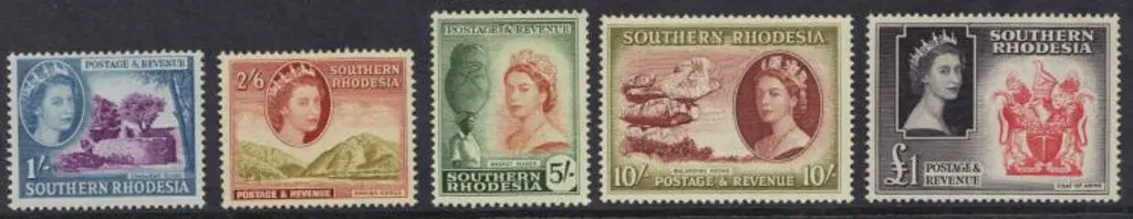 Southern Rhodesia 1953 QEII pictorials to £1 (ex ... Image 1++