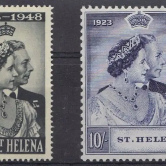 St Helena 1948 Silver Wedding set of 2 to 10/-. ...