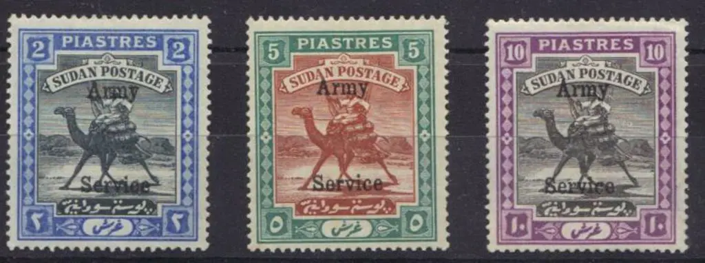 Sudan 1906/11 "Army Service" ovpts on 1p, 5p, 10p ... Image 1++