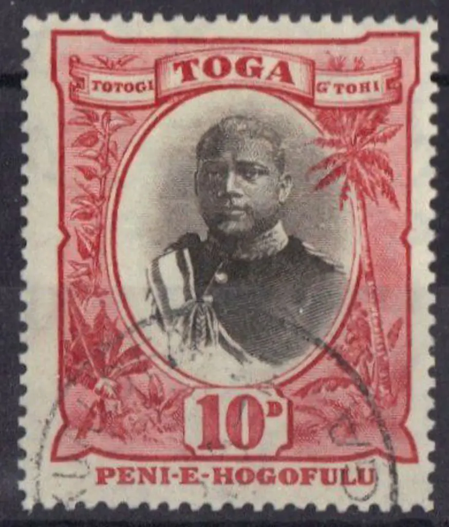 Tonga 1897 10d black & lake KGVI. CTO SG 49 Cat. ... Image 1++