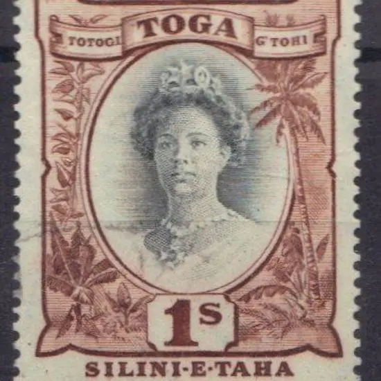 Tonga 1942 1/-Queen Salote with retouched small ...