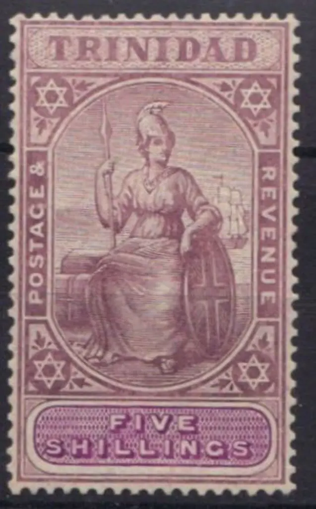Trinidad 1907 5/- deep purple & mauve. MLH SG 144 ... Image 1++
