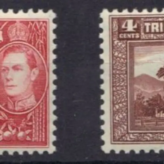 Trinidad & Tobago 1938 3c black & scarlet & 4c ...