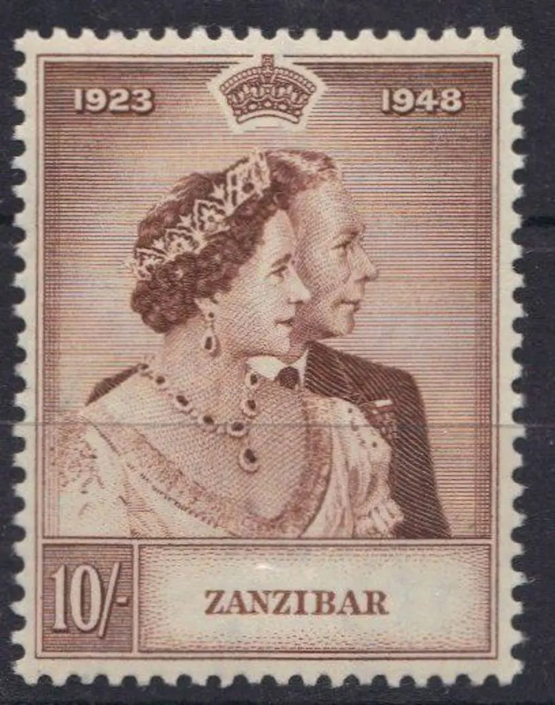 Zanzibar 1948 Silver Wedding set of 2 to 10/-. ... Image 1++