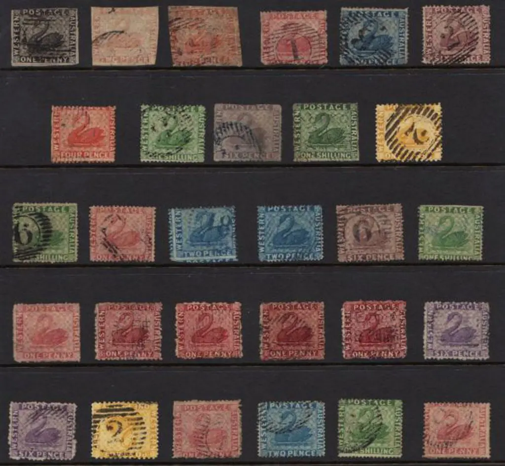 Western Australia 1854-1888 range of used Swans. ... Image 1++