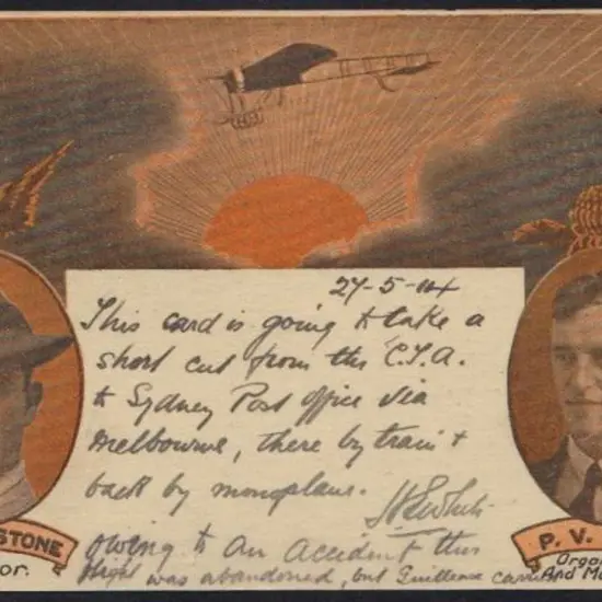 1914 (June) Melbourne to Sydney flight card via ...