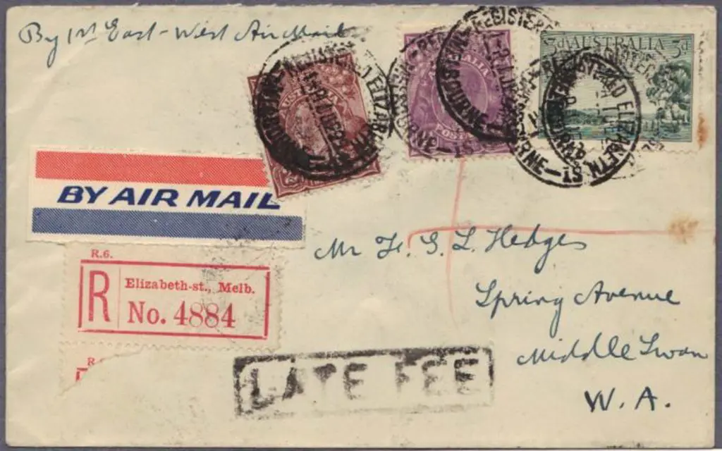 1929 First East-West Air Mail registered (red ... Image 1++