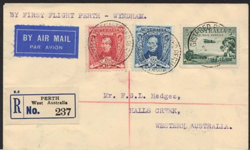 1930 (8th July) Registered Perth to Hall's Creek ... Image 1++