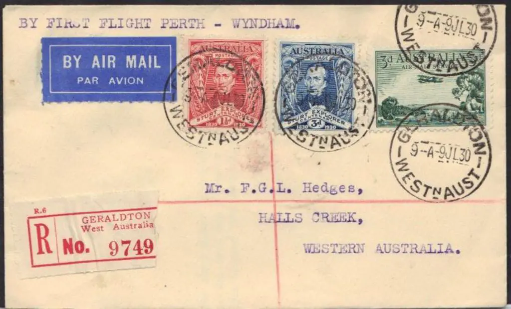 1930 (9th July) Registered Geraldton to Hall's ... Image 1++