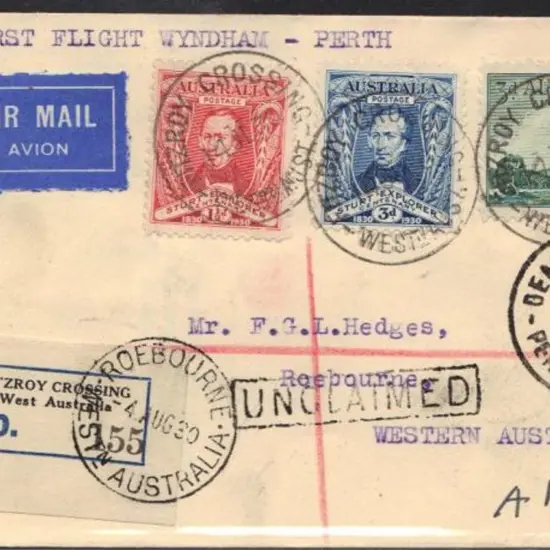 1930 (10th July) Registered Fitzroy Crossing to ...