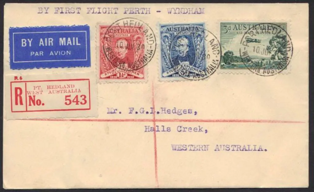 1930 (10th July) Registered Port Hedland to Hall's ... Image 1++