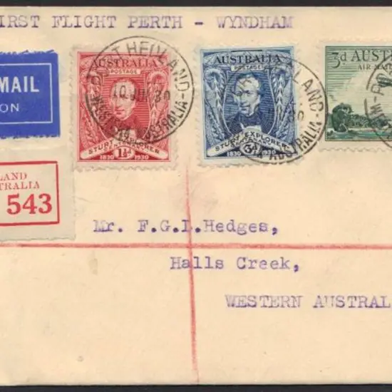 1930 (10th July) Registered Port Hedland to Hall's ...