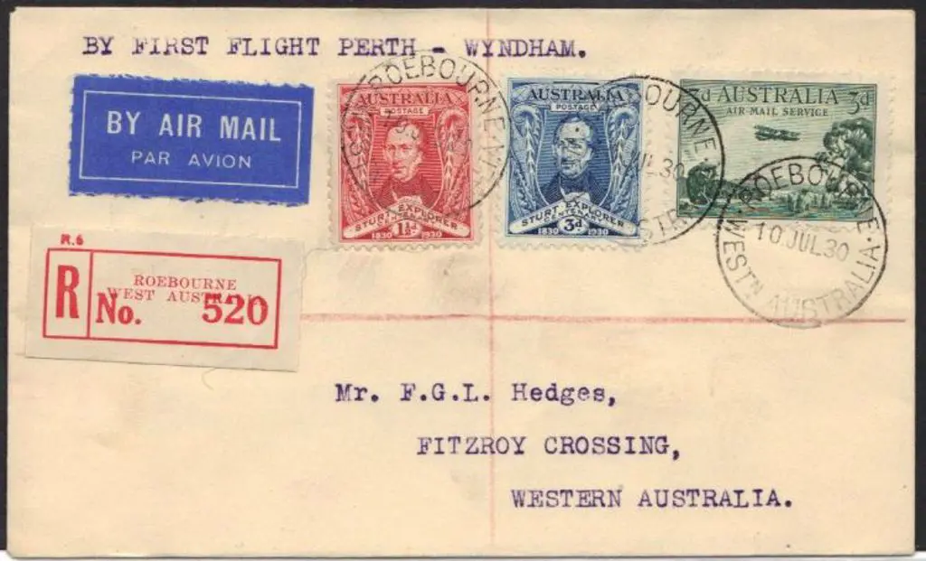 1930 (10th July) Registered Roebourne to Fitzroy ... Image 1++
